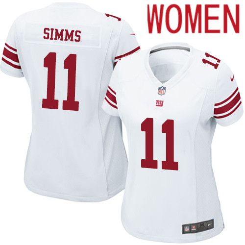 Women New York Giants #11 Phil Simms Nike White Game NFL Jersey->women nfl jersey->Women Jersey